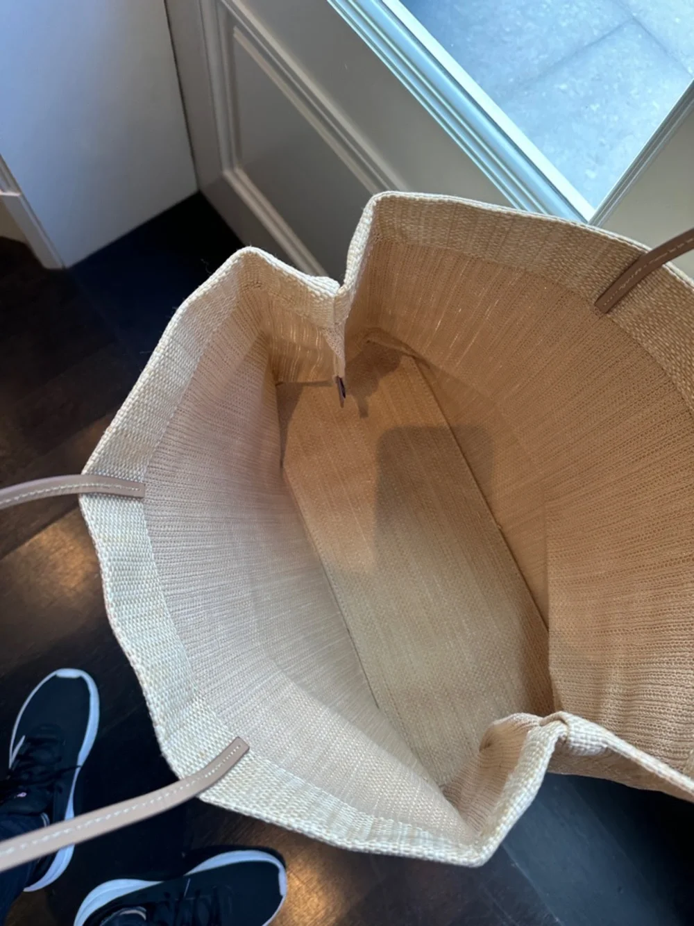 Prada Beige Straw Tote with Brown Logo and Handles - Picture 3 of 4